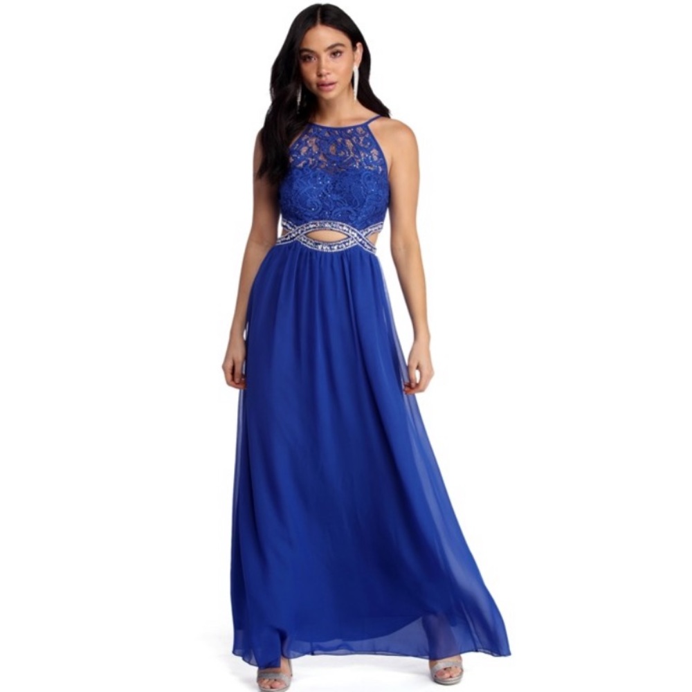 Blue Lace & Gemstone Dress